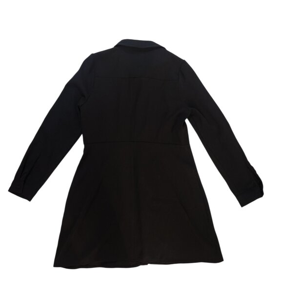 NWT Forever 21 Button Up Dress Black Long Sleeve Size XL Collared Short - Picture 2 of 5